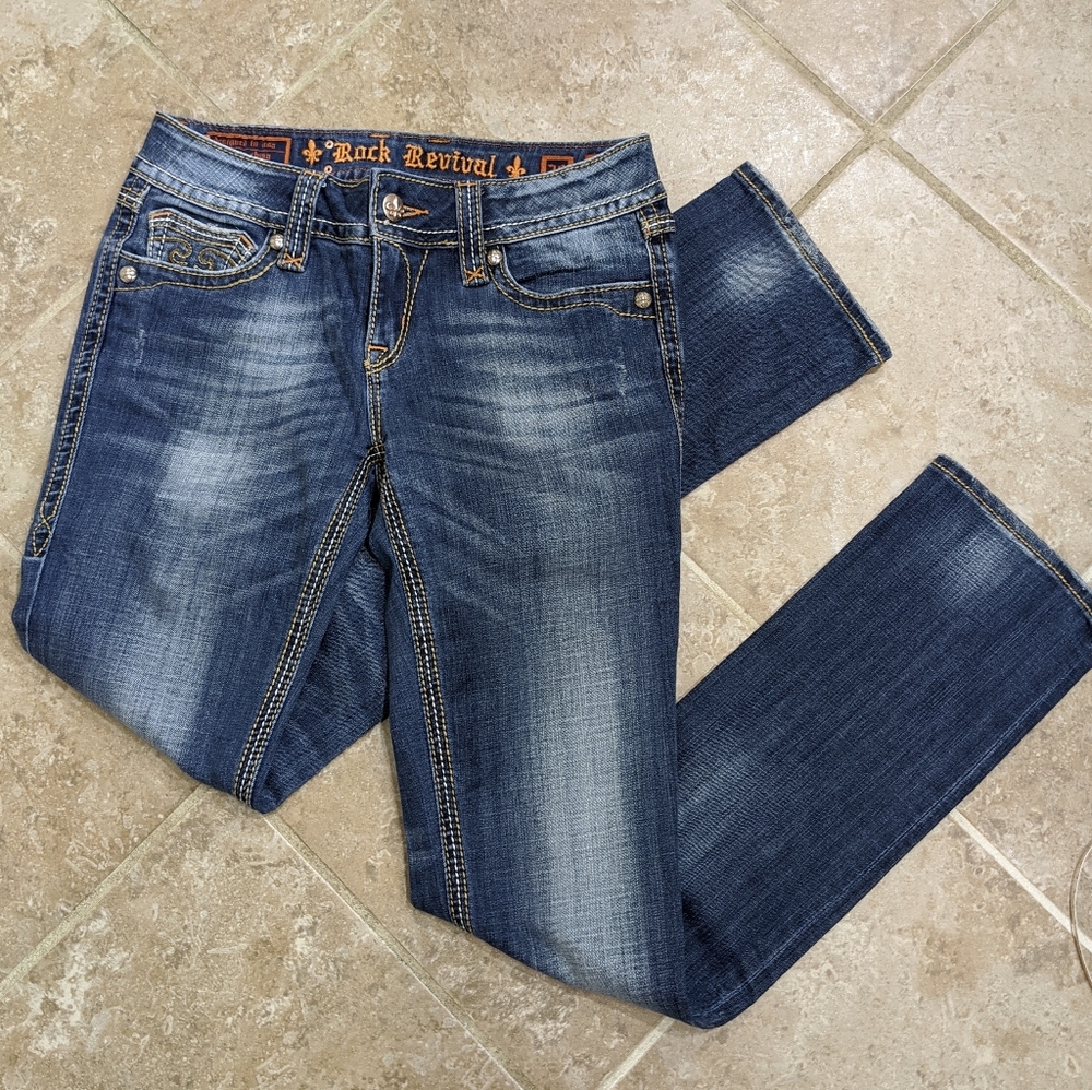 Rock Revival Straight leg jeans. 29x33. Like new